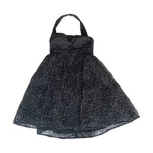 Adrianna Papell Black White Polka Dot Halter Dress Size 4 Tulle Fit & Flare